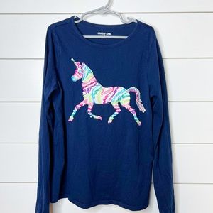 COPY - Navy Unicorn Sequin Longsleeve Tee